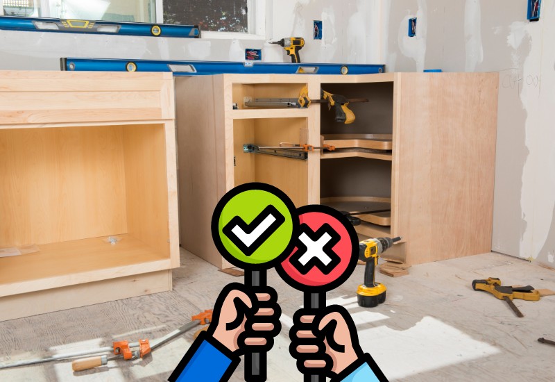 do kitchen cabinets sit on top of subfloor
